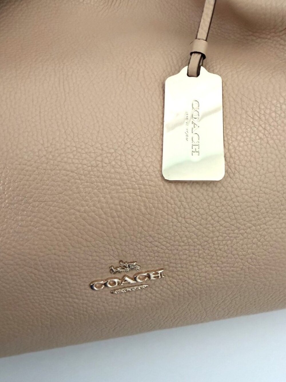 COACH Edie 31 Pebbled Leather Shoulder Bag Nude Tan 36464 - Picture 10 of 11